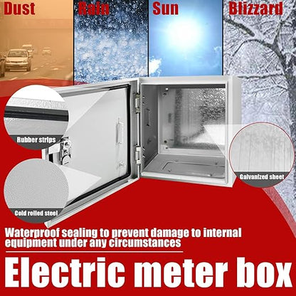 Electrical Box 12 x 12 x 6 Inch Indoor Outdoor Electrical Enclosure Box Steel Junction Box Wall Mounted Universal Electrical Project Box with Safety Locks and Mounting Plates