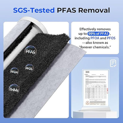 iSpring PFAS-Reducing Whole House Water Filter System, Also Removes Chlorine, Sediment, Rust, and Odor, SGS-Tested Reducing up to 99% of PFAS, 1” Inlet/Outlet, Model: WGB22B-PF