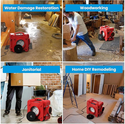 CADPXS Shield-550 Negative Machine Airbourne Cleaner HEPA Scrubber Water Damage Restoration Equipment Air Purifier, Air Scrubbers Red