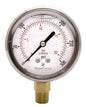 2-1/2" Oil Filled Pressure Gauge - Stainless Steel Case, Brass, 1/4" NPT, Lower Mount Connection, 0-300PSI