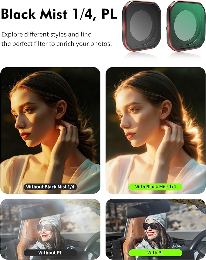 PL Polarizing Filter for Insta360 Ace Pro2, Circular Polarizer Lens Eliminates Glare & Reflections, Enhances Color Saturation for Water & Sky, HD Multi-Coated Glass