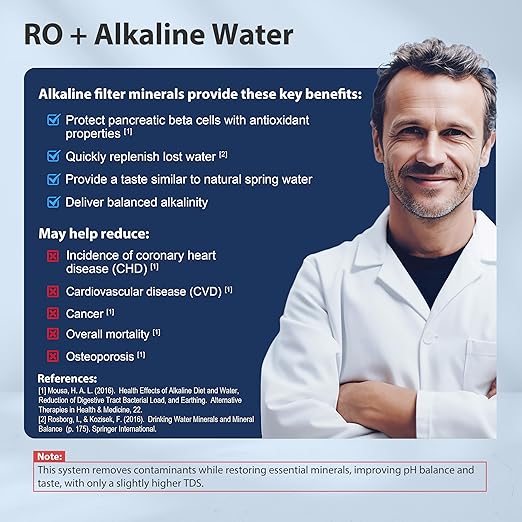 iSpring RCC7AK-BLK, NSF/ANSI 58 Certified, Alkaline 6-Stage Reverse Osmosis System with Stylish Black RO Faucet, pH+ Remineralization RO Water Filter System Under Sink