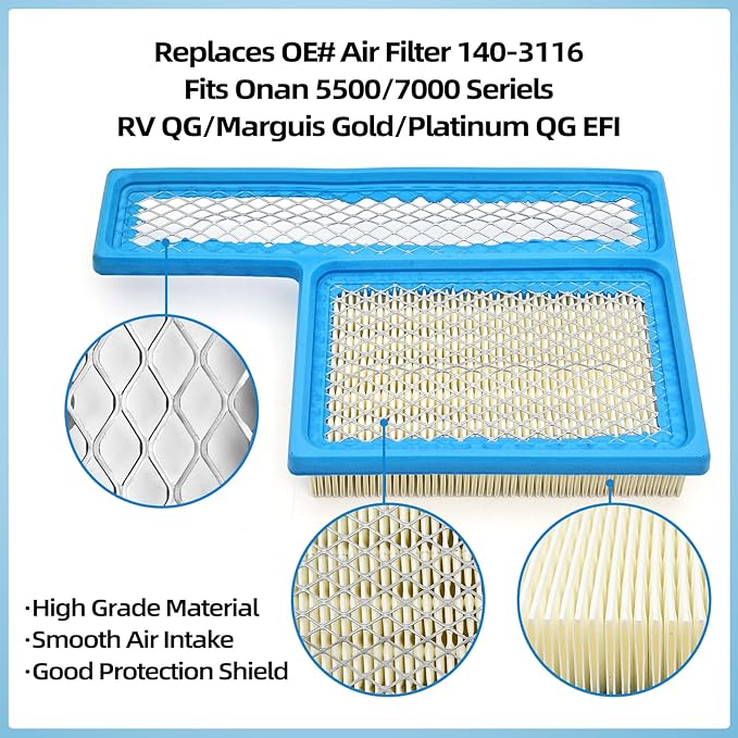 Tune Up Kit for Onan RV QG 5500 7000 Generator Marquis Gold Platinum EF/HGJAA/HGJAB/HGJA, with Parts 149-2341 Fuel Filter,140-3116 Air Filter,122-0836 Oil Filter&Wrench,167-1638 Spark Plug&Gap Tool