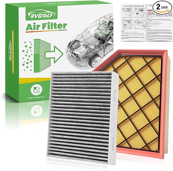 Engine+Cabin Air Filters Fit for 2020-2026 Cadillac CT4 (2.0L/2.7L), 2020-2026 Cadillac CT5 (2.0L) Engine Air Filter Replacement Automotive Accessories CF11966 84498926