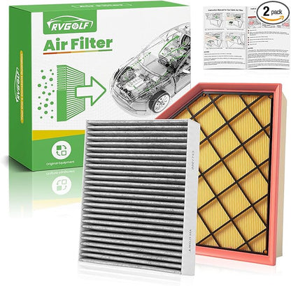 Engine+Cabin Air Filters Fit for 2020-2026 Cadillac CT4 (2.0L/2.7L), 2020-2026 Cadillac CT5 (2.0L) Engine Air Filter Replacement Automotive Accessories CF11966 84498926