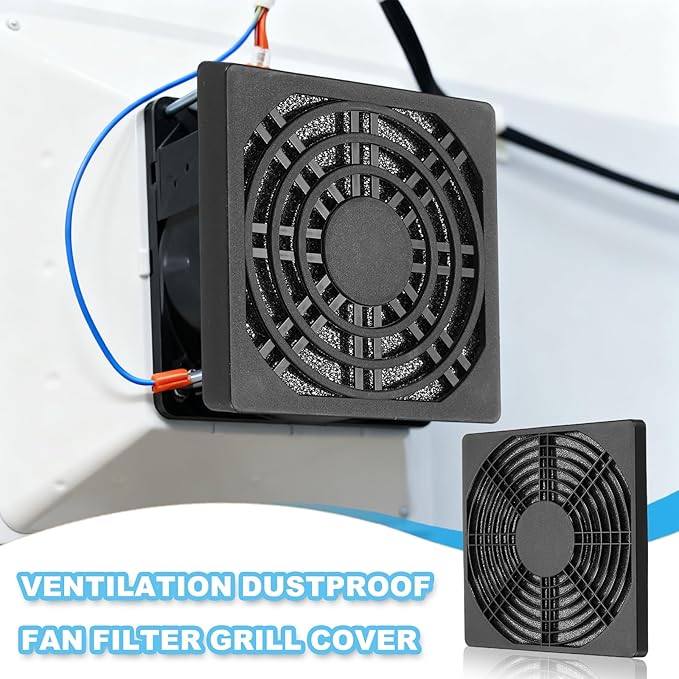PATIKIL 135mm Fan Filter Grill, 6 Pcs Plastic Ventilation Dustproof Grill Cover Cooling Ventilator with Screws for Industry Workshop Computer Case Refrigerators Air Conditioning, Black