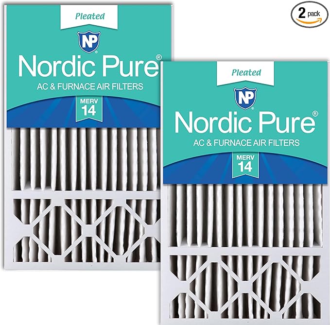Nordic Pure 16x25x5 (Actual Size: 15 3/4 x 24 3/4 x 4 3/8) Honeywell/Lennox Replacement MERV 14 Air Filters 2 Pack