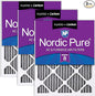 Nordic Pure 20x25x1 (19 1/2 x 24 1/2 x 3/4) Furnace Air Filters MERV 8 Pleated Plus Carbon 3 Pack