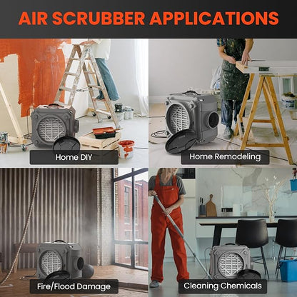 Abestorm Air Scrubber, Negative Air Machine with 3-Stage Filtration &16 Inch Air Inlet for Home, Industrial and Commercial Air Purifier, MEVR-10 & HEPA/Activated Carbon Filters, 550 CFM, Gray