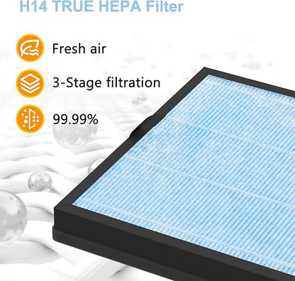 AP303 AP304 Replacement Filters, Compatible with DAYETTE ＆ FRESHDEW Air Purifier AP303/AP304, H14 HEPA Filter with Activated Carbon, 4 Pack (Wildfire Filter)