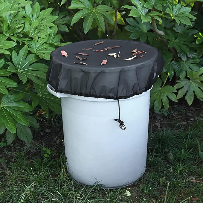 Rain Mesh Cover, Mesh Cover for Rain Barrels, Drawstring Leaf Filter Water Collection Buckets Tank Protector Outdoor Garden Net Screen to Keeps from Leaves and Debris (Dia