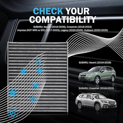 2PCS Cabin Air Filter Accessories for Subaru Ascent, Crosstrek, Impreza, Legacy, Outback, Toyota C-HR, Corolla, Prius, RAV4, Venza Activated Carbon Cabin Filter Automotive Replacement for 72880-FL00A
