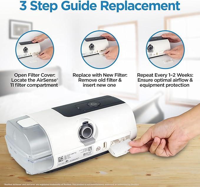 resplabs CPAP Filters Compatible with The ResMed AirSense 11 CPAP Machine, Standard Disposable Filter Replacements - 60 Pack