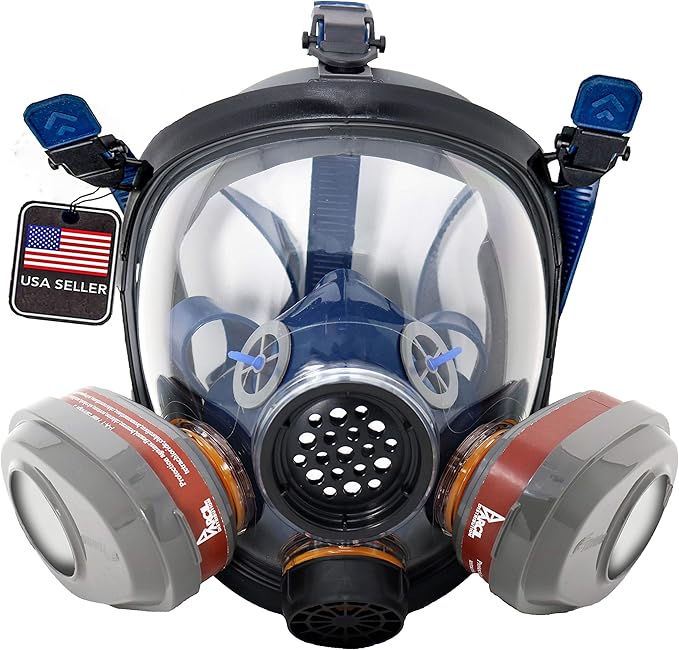 Parcil Distribution Full Face Respirator Mask with Filters – Durable Full Face Respirator Mask, Bayonet Filter Compatible
