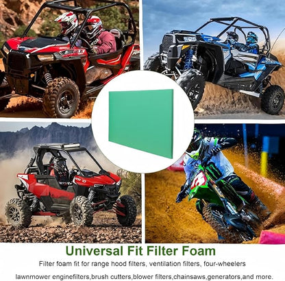 Foam Air Filter Material Sheet for Uni Filter-BF-1 BF1-14" X 17" X 5/8", 65-PPI Bulk Fine Filter Foam Sheet, Universal Reusable Air Filter for Most Motorcycle ATV Scooters, Dirt Bike,UTV-Green