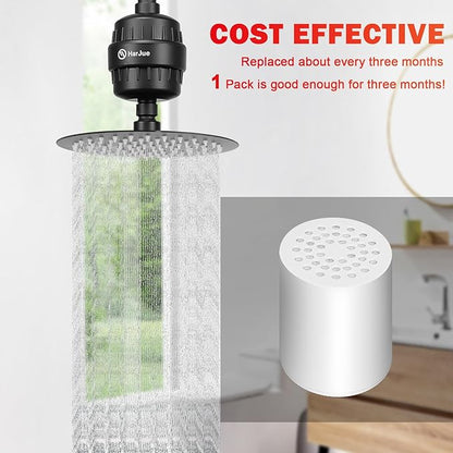 HarJue 15 Stage Shower Filter Replacement Cartridge, Universal High Output Shower Filter for Hard Water Remove Chlorine and Harmful Substances, Body Caring, 1 Pack