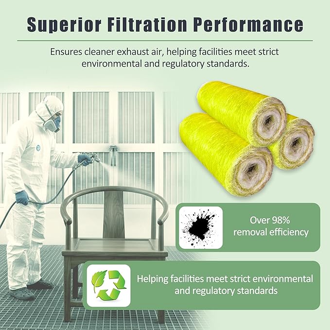 Fiberglass Paint Booth Filter Roll for Spray Booth 22-Gram Yellow 200ft (60" x 200ft)