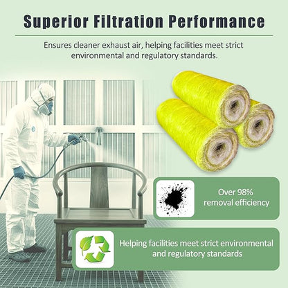 Fiberglass Paint Booth Filter Roll, for Spray Booth 22-Gram Yellow 200ft (25" x 200ft)