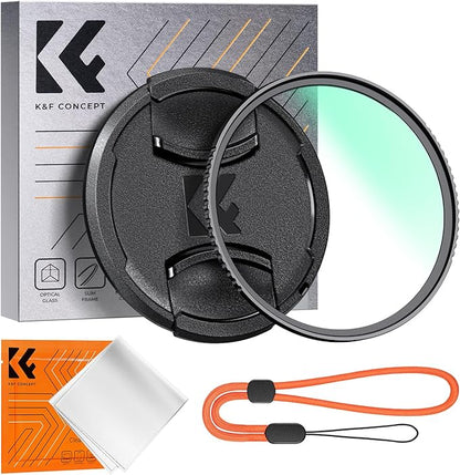 K&F CONCEPT 77mm MC UV Lens Protection Filter with Lens Cap Cleaning Cloth Optical Glass Ultra Slim 18 Multi-Layer Coatings Camera Lens UV Filter (K-Series)