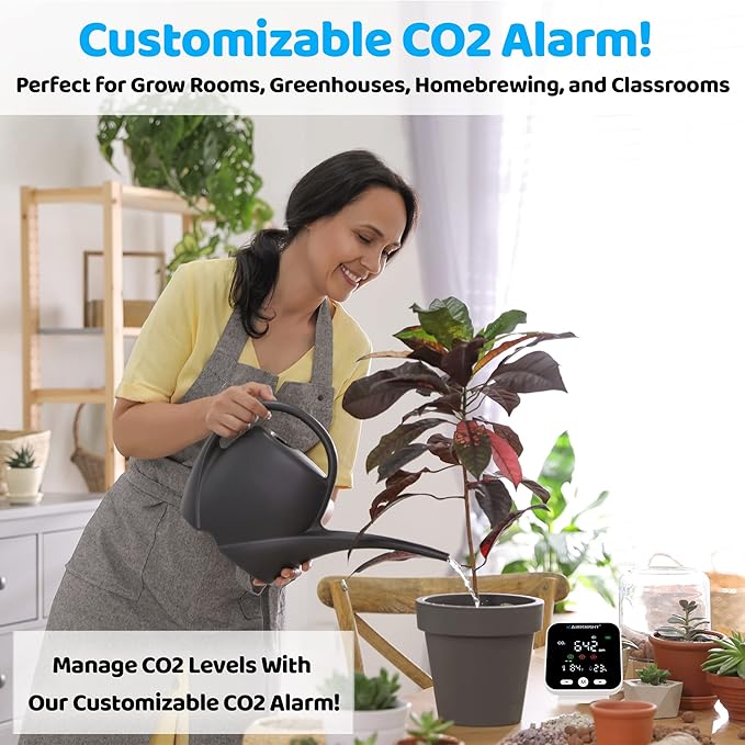 CO2 Monitor Indoor with Bonus Humidity & Temperature Readings | Carbon Dioxide Meter, Homebrewing - Carbon Dioxide Detector, Portable CO2 Detector, CO2 Meter Indoor, CO2 Sensor