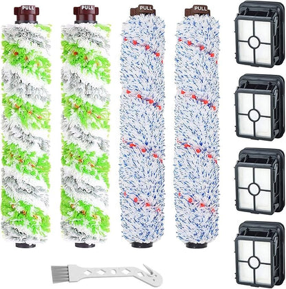 Lemige Brush Filter Replacement Parts for Bissell CrossWave Vacuum 3888A 1785 Pet Pro 2306A Cordless Wet Dry Vac, 2 Pack 2460 Pet Brush Rolls 2 Pack 1868 Multi-Surface Brush 4 Pack 1866 Vacuum Filters