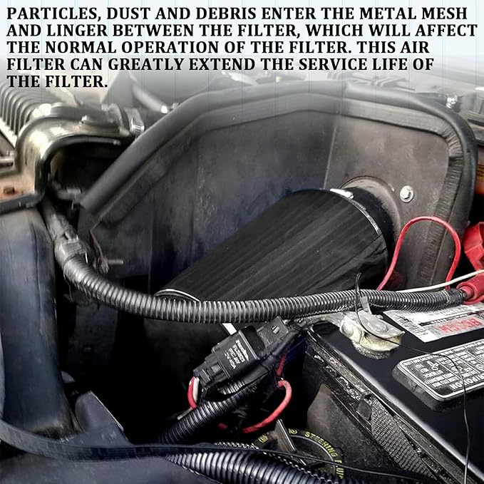 Cold Air Intake Filter Cover, Thickened Dust-proof Water-proof Motorcycle Universal Air Intake Cover Filter Sock Compatible with Harley Davidson Touring, for High Flow Cone Air Filter (L)