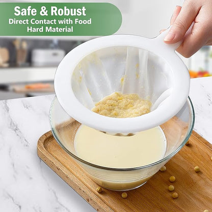 2PCS 450 Mesh Fine Mesh Filter with PP Material Non-Slip Anti-Scalding Handle Safe and Durable Sieve for Kitchen Tea Soy Milk Coffee Juice, 12.72x6.85x3.86 inch