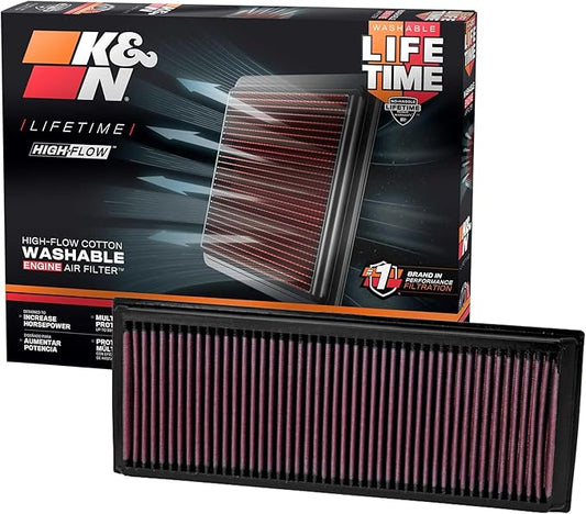 K&N High-Flow Original Lifetime Engine Air Filter: Increase Power: Premium, Washable: Compatible with Audi/Volkswagen: (See Product Description for Select Models) 33-2865