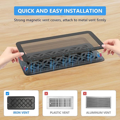 Magnetic Vent Screen Mesh Covers 3 Pack -5.5x12, Air Vent Filters with Durable PVC Frame, Air Vent Screen Register Trap,Vent Mesh–Upgraded Thickness(2.5mm) for Home Wall Ceiling (Black)
