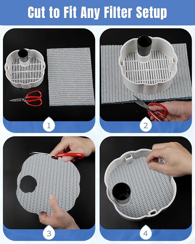 Pawfly 16 x 12 Inch Cuttable Aquarium Filter Media Pad, Sponge Filter Pad for Freshwater Saltwater Fish Tanks, 8-Layer Aquarium Filter Pad for Ponds High Density Multi-Layer Filter Floss Bio Foam