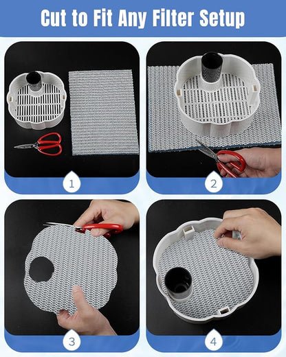 Pawfly 8-Layer Aquarium Filter Pad 16 x 12 Inch Cuttable Aquarium Filter Media Pad Filter Sponge Pad for Freshwater Saltwater Fish Tanks and Ponds High Density Multi-Layer Filter Floss Bio Foam