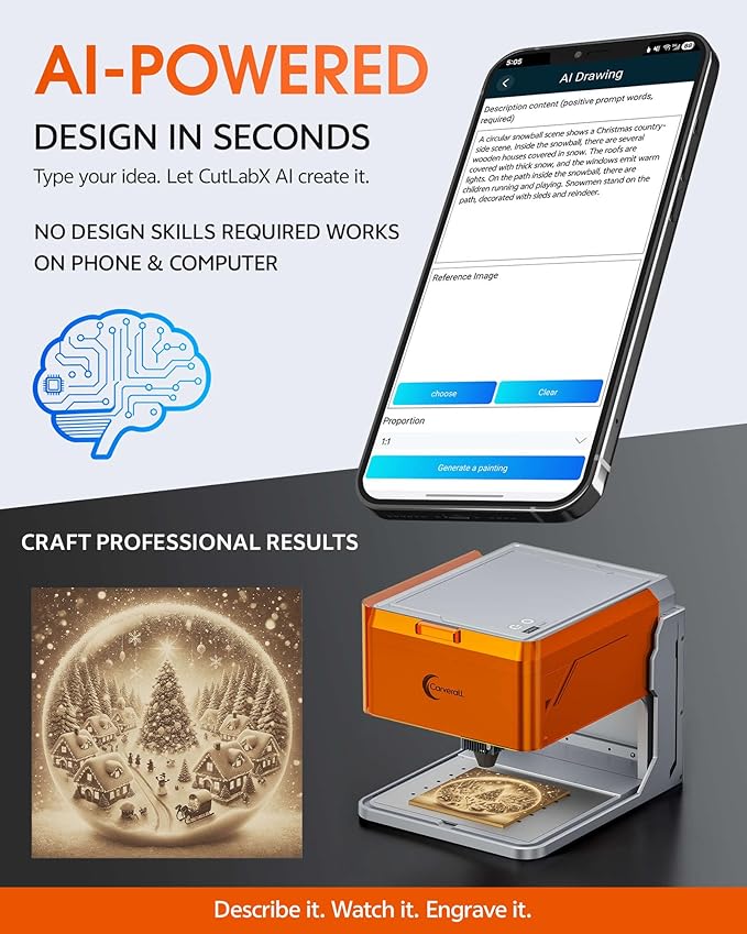 5W Desktop Laser Engraver with Camera, WiFi & AI, A1 Pro AA Beginner Smart Laser Engraver Machine for Home DIY, Beginners, Personal Gifts Engraves Wood/Leather/Paper/Glass/Food, Class 1