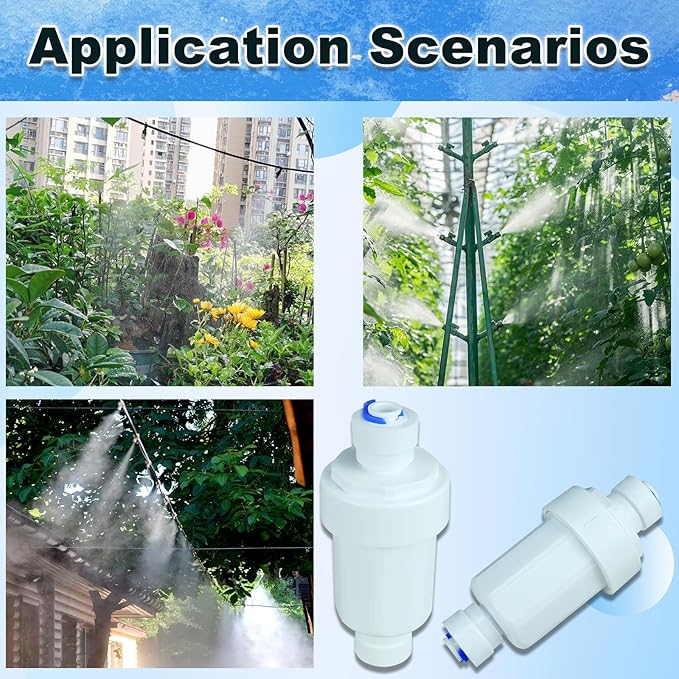 Outdoor Misting System Water Filter 2 Pieces Calcium Inhibitor Filter for 1/4 Garden Hose Hard Water Filter Misting System Protector 100 Mesh