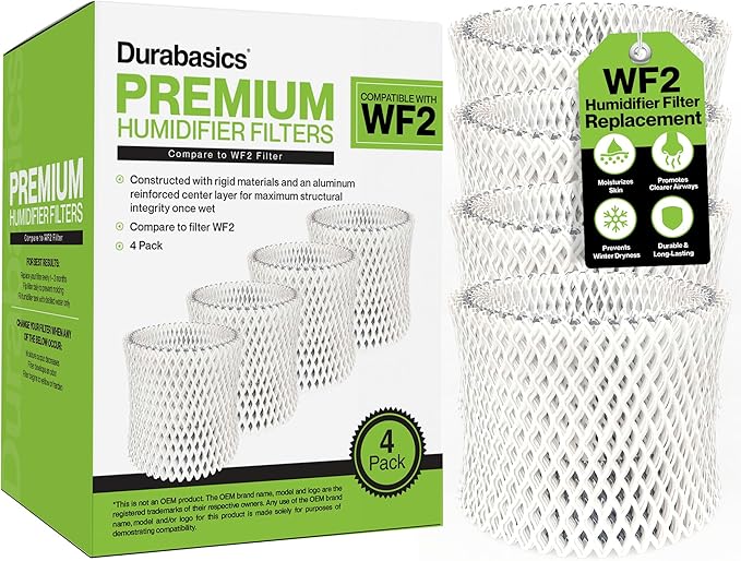 Durabasics [4 Pack] Humidifier Filters Compatible with Vicks Humidifier Filter Replacement - WF2 Humidifier Filter - Compatible with Vicks Starry Night Cool Mist Filters & Kaz Filters