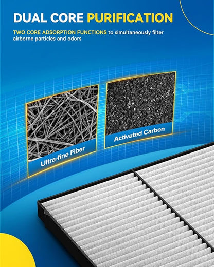PHILTOP Cabin Air Filter, Replacement for CF12140, 2017-2018 Yaris iA, 2019-2020 Yaris, 2016 iA, Premium Cabin Filter with Activated Carbon Filter Up Dust Pollen Odor