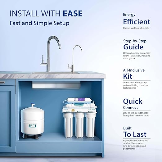 APEC WATER | Reverse Osmosis Water Filter, Alkaline 6-Stage RO System, pH+ Remineralization for Natural Spring Taste, Under Sink Filter WQA Certified Removes 1K+ Impurities, 75 GPD - Smart ROES-PH75LD