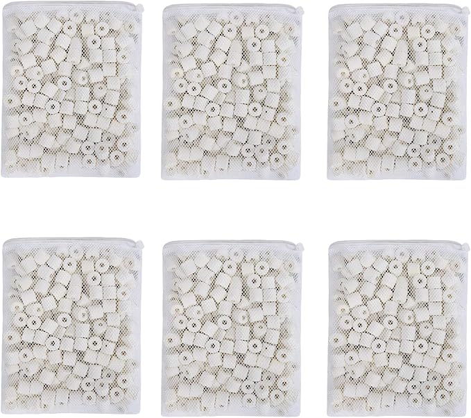 ALEGI Aquarium Premier Bulk Bio Ceramic Rings Filter Media for Fresh Water, Sea Water Fish Tank Canister Filter,Koi Fish Pond Reef Filter (6 lbs)