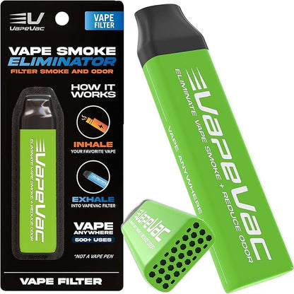 VapeVac(Registered AMZ Brand) – Pocket-Sized Personal Air Filter for Discreet Output Reduction | Minimizes Odor, Keeps Air Fresh | Not an Emission Device – 500+ Uses (Green)