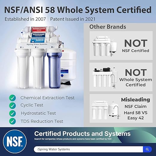 iSpring RCC7AK, NSF Certified, 75 GPD, Alkaline 6-Stage Reverse Osmosis System, pH+ Remineralization RO Water Filter System Under Sink, Patented Top-Mounted Faucet Design for Easy Installation