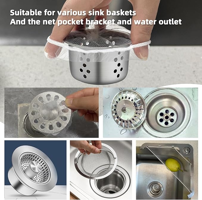 XMALL Disposable Residue Filtering Bag 200 PCS，Suitable For Collecting Garbage And Debris From Kitchen Sinks And Bathroom Drains To Prevent Blockages In Waterways.