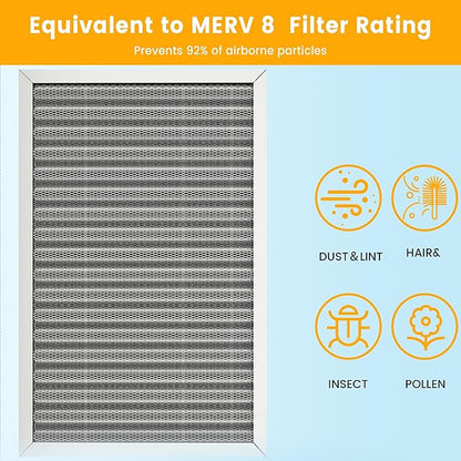 16X25x1 HVAC Furnace Air Filter, Lasts a Lifetime, Washable, Merv 8, the Last HVAC Filter You Will Ever Buy, Breathe Safely at Home or in the Office (Actual Size:15.5x24.5x0.82 Inch)