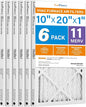 LotFancy 10x20x1 Air Filter MERV 11 6-Pack, Electrostatic Pleated AC Furnace Air Filter, Captures Dust, Smog & Pet Dander, Actual Size: 9.75"x19.75"x0.75"