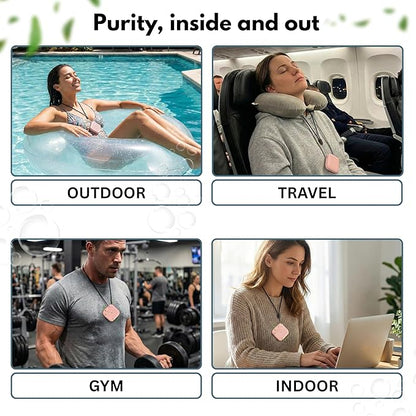 Portable Personal Air Purifier – Wearable Mini Air Purifier with 120 Hours Runtime | USB Rechargeable Filterless Ionic Device for Dust, Odor,Allergies,Smoke & Pollutants