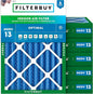 Filterbuy 20x23x4 Air Filter MERV 13 Optimal Smoke & Allergy Defense (6-Pack), Electrostatic Pleated HVAC AC Furnace Filters Replacement, Made in USA (Actual Size: 19.50 x 22.50 x 3.63)
