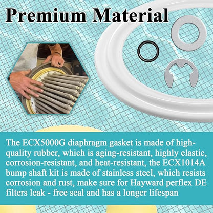 2Pcs Diaphragm Gasket, Fits Hayward Perflex DECX5000G,EC40AC,EC50,EC50C,EC50A,EC50AC Series Extended DE Filter,W/ECX1014A Bump Shaft Kit ECX1011 ECX9611246 ECX1014, Part NO. HAY-051-1507,EC-50C,EC-40C