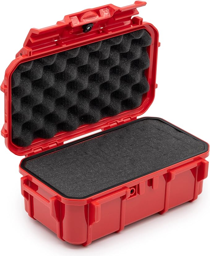Evergreen 57 Waterproof Dry Box Protective Case with Pick & Pluck Foam - Travel Safe/Mil Spec/USA Made - for Cameras, Phones, Hiking, Boating, Water Sports, Action Cams (Red)