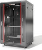 Sysracks 18U Wall Mount Server Rack Cabinet, 19” Locking Network Rack, 24” Deep, Glass Door, with Fan, PDU and Shelf