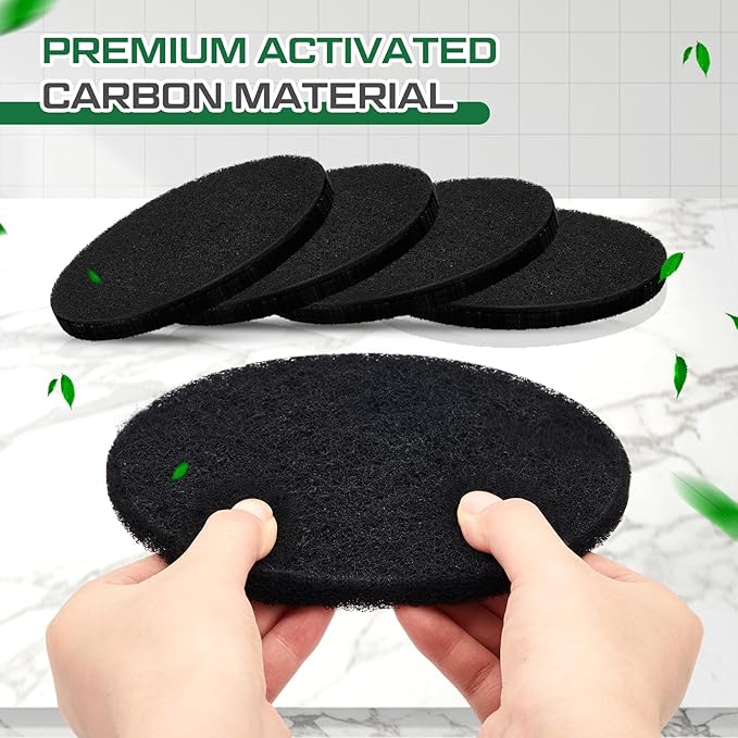 Pangda 4 Pack Oval-Shaped Charcoal Filters for Compost Bucket Countertop Bin Pails in Indoor, Activated Charcoal Filter Dimensions Approx 6-1/2 x 5 Inches 3/8 Inch Thick