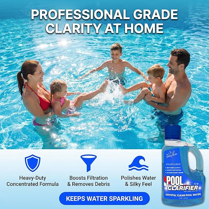 Pool Clarifier - Heavy-Duty Ultra-Concentrated Liquid, Water Clarifier for Clear Water, Chlorine/Bromine/Salt Compatible Pool Chemicals, Boosts Filtration, 3 Liter (101.5 fl oz)