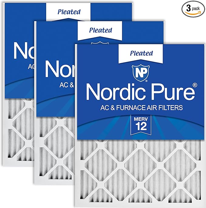 Nordic Pure 16x24x1 (Actual Size: 15 1/2 x 23 1/2 x 3/4) Pleated MERV 12 Air Filters 3 Pack